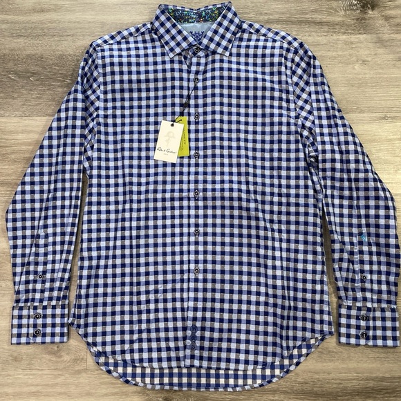 NWT Robert Graham Blue Plaid Button Up Shirt - Picture 1 of 5